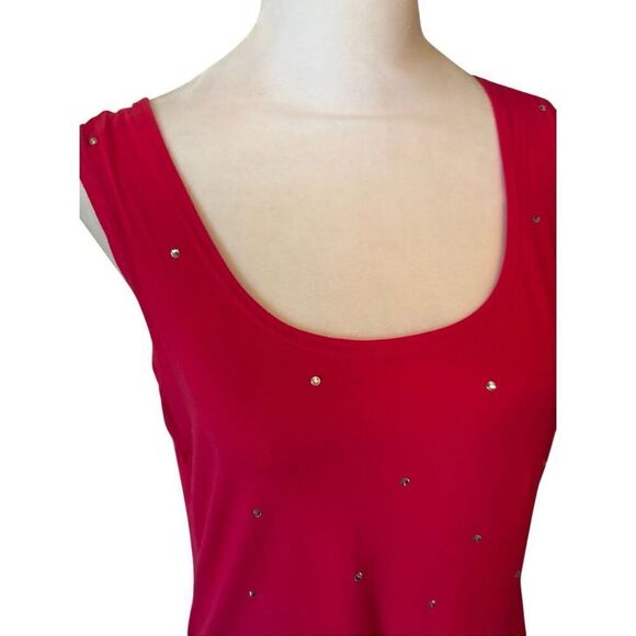Mischa Womens Tank Top, Size Large, Red with Embedded Rhinestones, Sexy - Picture 3 of 4